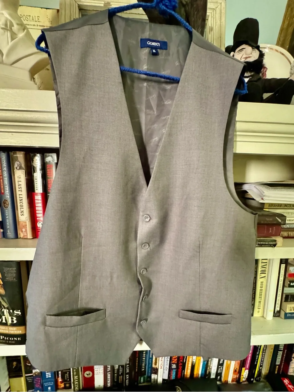 Gioberti Men’s XL Formal Vest Pair: Black + Gray 5-Button Adjustable:1=$18/2=$30